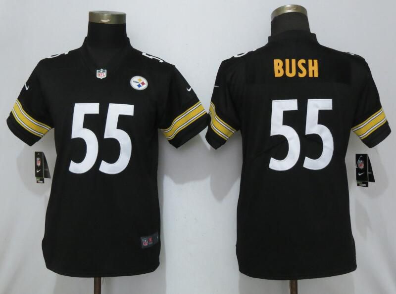 Women Pittsburgh Steelers 55 Bush Black Nike Vapor Untouchable NFL Jerseys